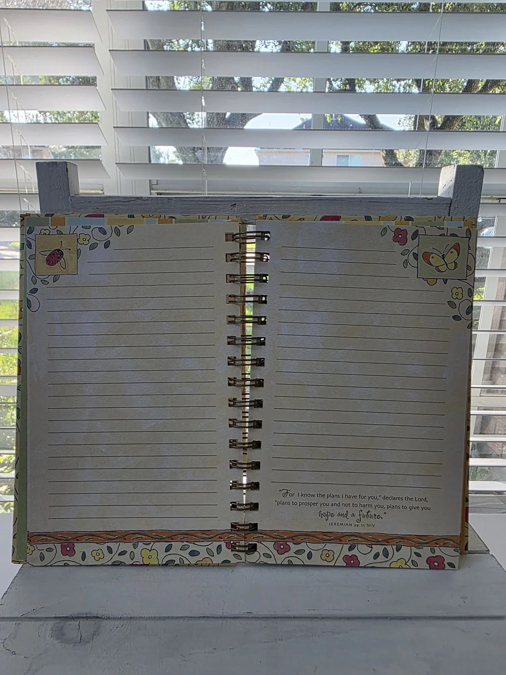 DaySpring Floral Spiral Journal with Butterfly & Ladybug Motifs - Yellow